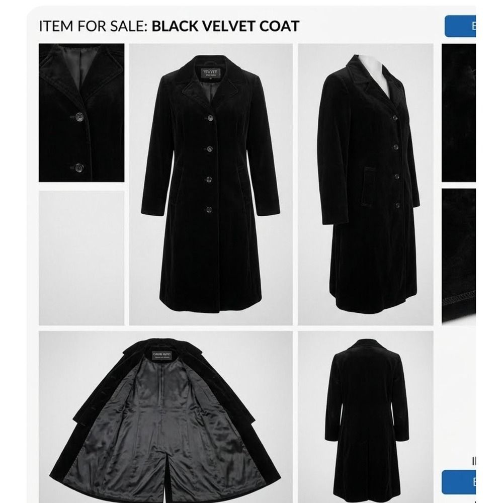 Vintage Lorovi Women's Black Button Front‎ Collared Lined Long Overcoat Sz 6